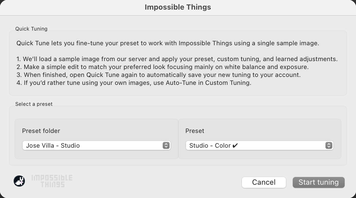 Quick Tune dialog
