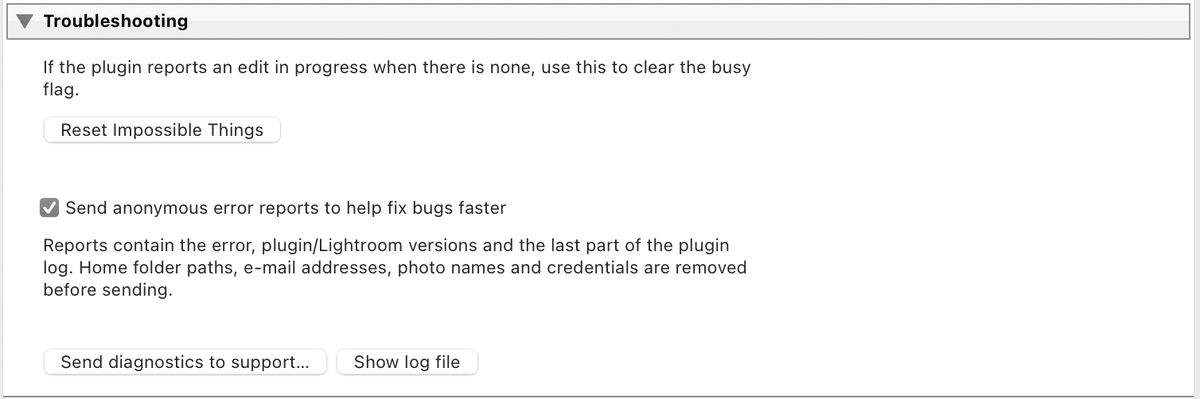 Plug-in Manager, Troubleshooting section